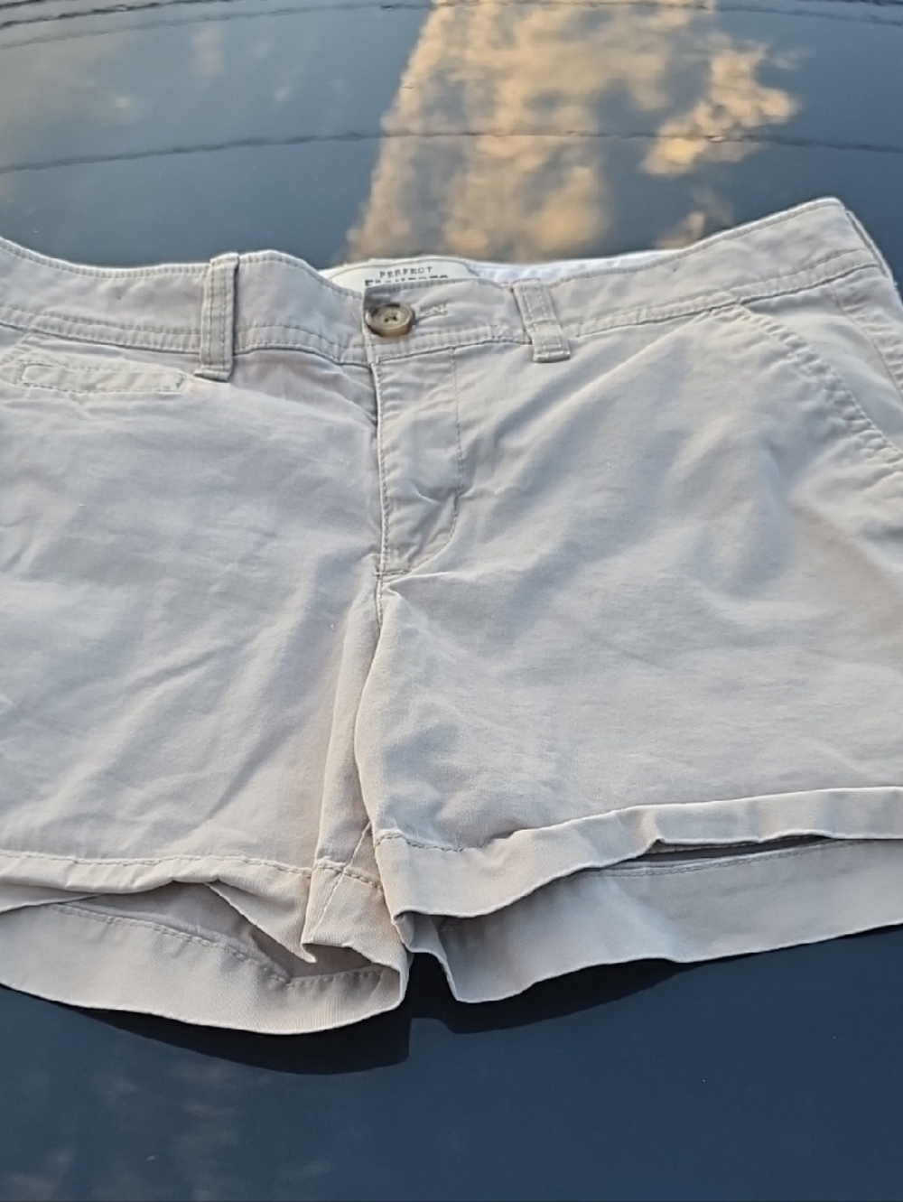 Old Navy Light Beige High-Waist Cotton Shorts